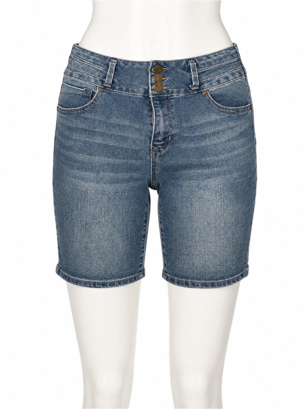 d. jeans Stretch Denim Bermuda Shorts with Wide Triple Button Waist